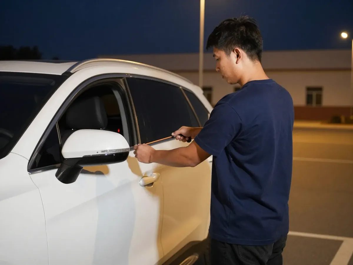 Car Lockout Service — locksmith technician at work in Maryland, DC & Virginia (Eagle Locksmith Service)