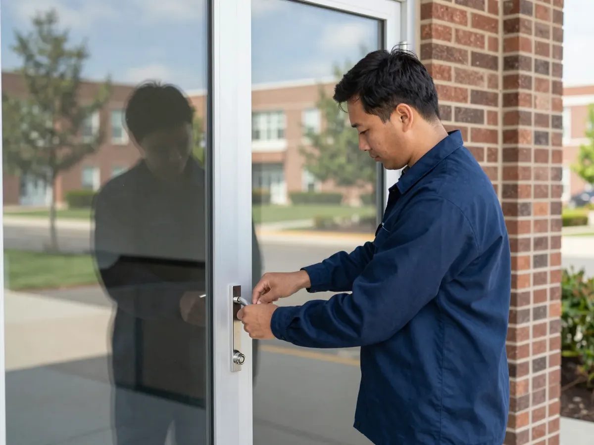 Commercial Lockout Service — locksmith technician at work in Maryland, DC & Virginia (Eagle Locksmith Service)
