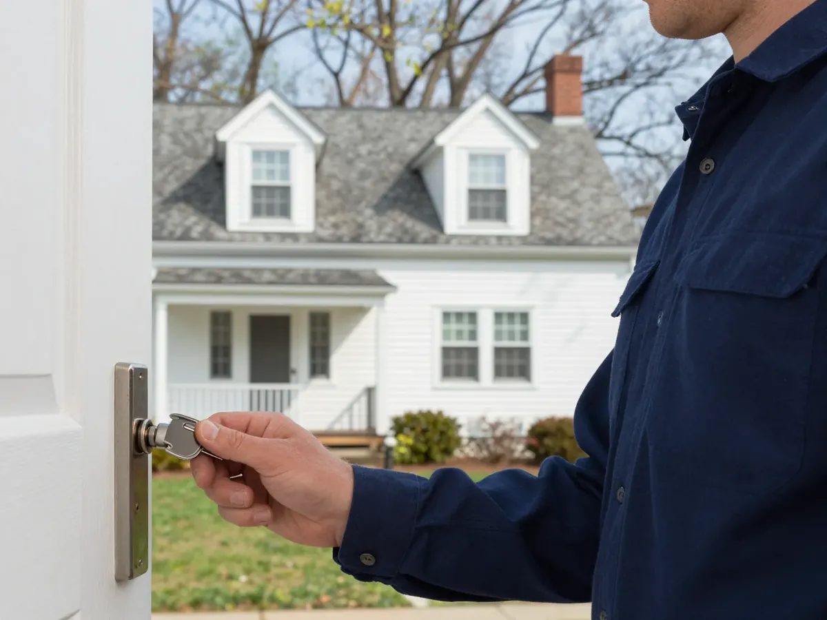 House Lockout Service — locksmith technician at work in Maryland, DC & Virginia (Eagle Locksmith Service)