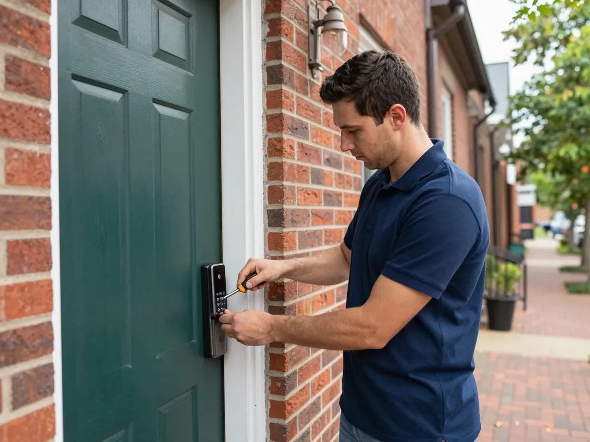 Smart Lock Installation — locksmith technician at work in Maryland, DC & Virginia (Eagle Locksmith Service)